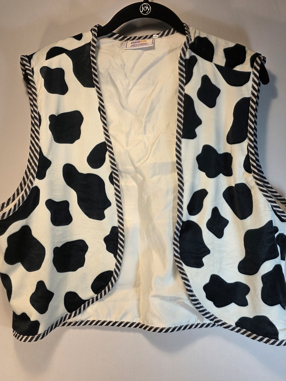 NEW Vest Only Sheriff Woody White Black Pull Cord Faux Cow Hide Sz Sm-Med